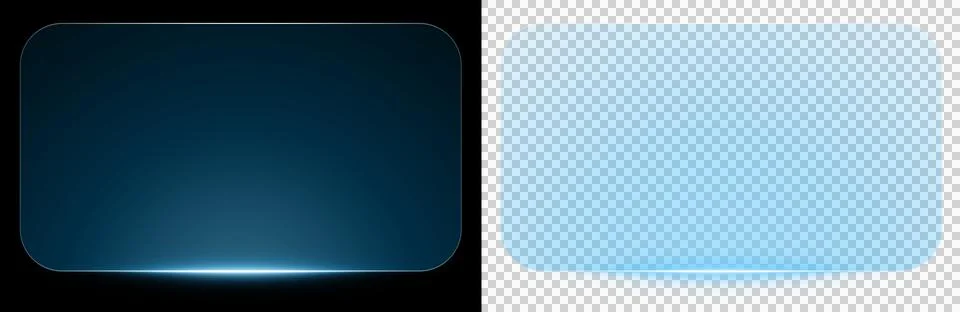 Futuristic Blue Glossy Rounded Rectangle Panel with Subtle Glow Light, Minimal A Stock Illustration