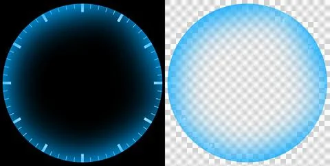 Futuristic Blue Glowing Analog Speedometer and Clock Interface HUD Circle Dashbo Stock Illustration