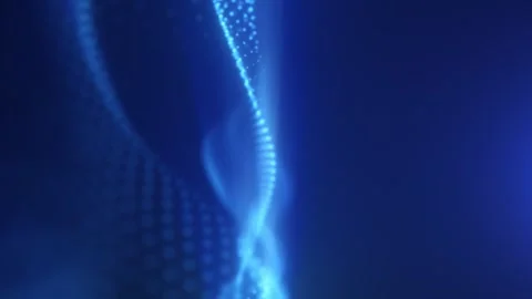 Futuristic blue glowing digital wave pattern with soft dotted curves Stock Footage 317340871