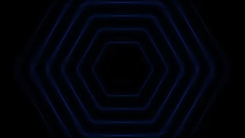 Futuristic Blue Glowing Hexagon Tunnel Pulsing Motion Graphic, Dark Technology Stock Footage 346301713