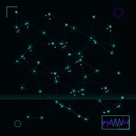 Futuristic blue glowing network lines connecting nodes for big data and art.. Stock Footage 344777183