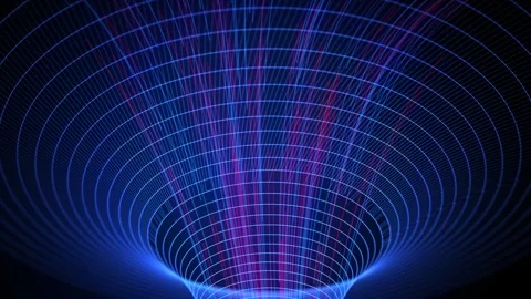 Futuristic Blue Grid Tunnel with Light Streaks, Abstract Data Flow Background. Stock Footage 313341105