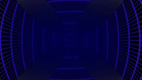 Futuristic Blue Grid Tunnel Motion Graphic Abstract Animation Stock Footage 337532066