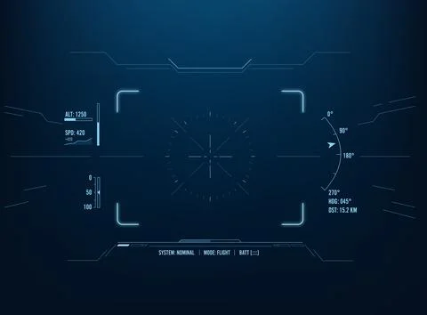 Futuristic blue Head Up Display HUD interface flight telemetry, altitude, s.. イラスト素材