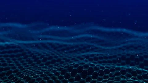 Futuristic blue hexagon dynamic wave. Futuristic honeycomb concept. Digital t Stock Illustration