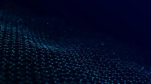 Futuristic blue hexagon dynamic wave. Futuristic honeycomb concept. Digital.. Illustrazione stock