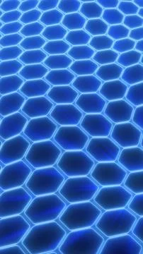 Futuristic blue hexagon grid surface with glowing outlines, forming a seamles イラスト素材