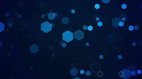 Futuristic Blue Hexagonal Network Pattern on Dark Background Illustration Stock Footage 341374760
