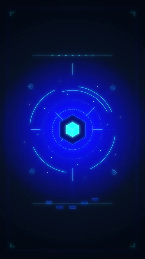 Futuristic blue hud digital interface scanning technology HUD elements, dat.. Stock Footage 348334552