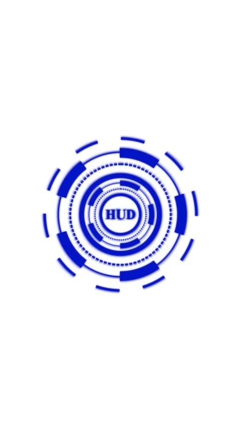 Futuristic blue HUD element displays data with rotating concentric circles .. Stock Footage 338039429