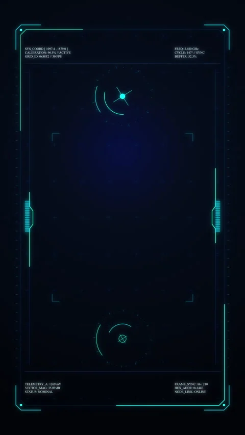 Futuristic blue hud interface animation, sci-fi cyber tech loop Stock Footage 347566885