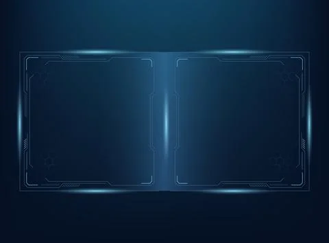 Futuristic blue HUD interface background dual digital frames, glowing neon .. 스톡 일러스트