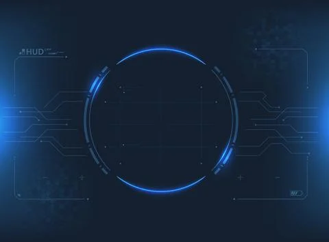 Futuristic blue HUD interface background. glowing neon circular radar scree.. 스톡 일러스트