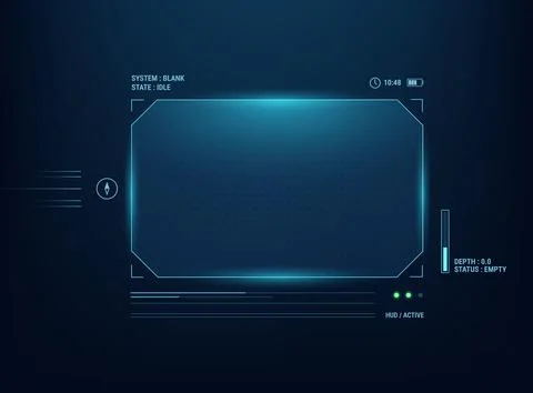 Futuristic blue HUD interface background central glowing digital frame with.. Stock-Illustration