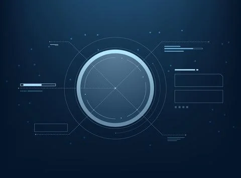 Futuristic blue HUD interface circular control panel with digital data disp.. イラスト素材