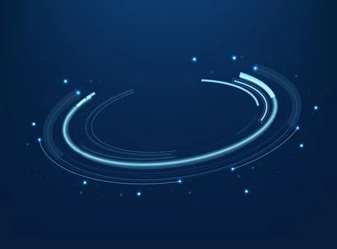 Futuristic blue HUD interface glowing circular data elements, digital rings.. イラスト素材