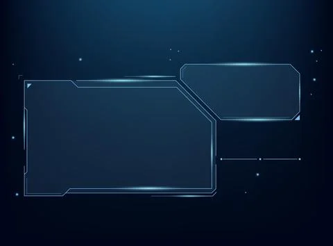 Futuristic blue HUD interface with glowing digital frames and tech elements.. 库存插图