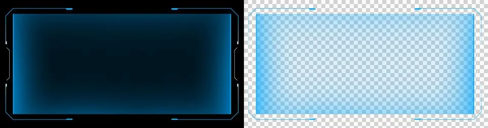 Futuristic Blue HUD Interface Panel Frame with Glowing Tech Border and Digital S Stock Illustration