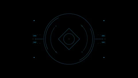 Futuristic blue HUD interface with rotating geometric elements Stock Footage 317549722