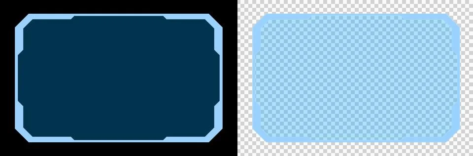 Futuristic blue HUD panel frame with minimal tech design and geometric corner de Stock Illustration