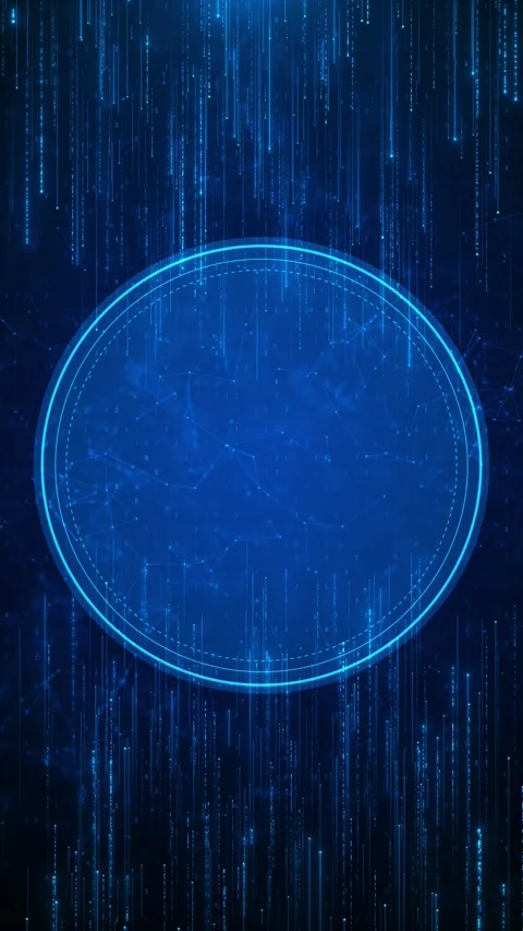 Futuristic blue HUD ring visual circular target space, fast data lines, glowing Stock Footage 340409749