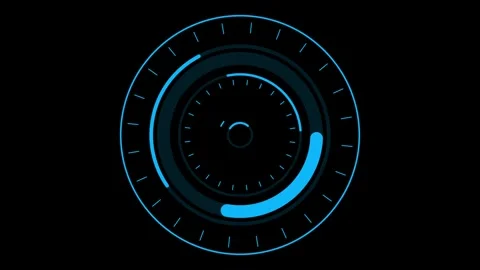 Futuristic blue HUD with rotating loading bars loop Stock Footage 318301298