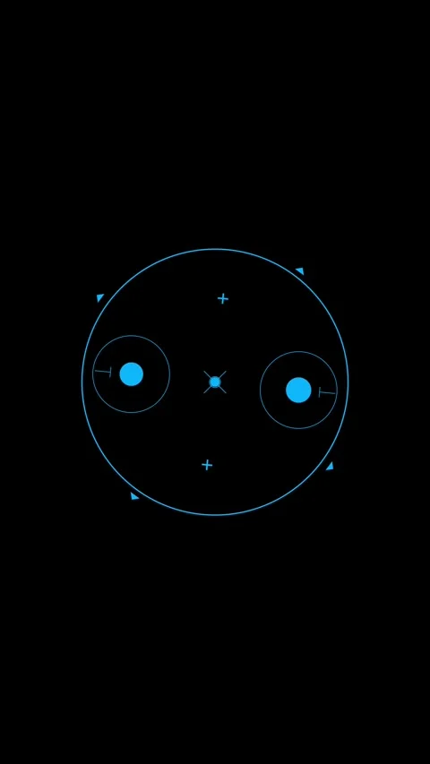 Futuristic blue HUD with rotating targeting circles loop, vertical format Stock Footage 340144960