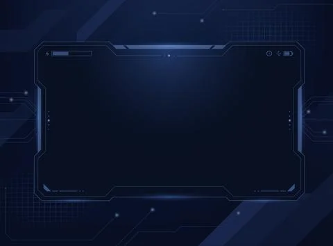 Futuristic blue HUD screen background sci fi digital interface frame Illustrazione stock