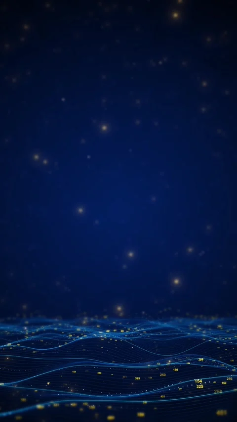 Futuristic blue information wave floating numbers, curves, deep digital space. d Stock Footage 340471398