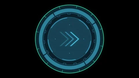 Futuristic Blue Interface with Circular Digital Elements and Arrows Video stock 341917953
