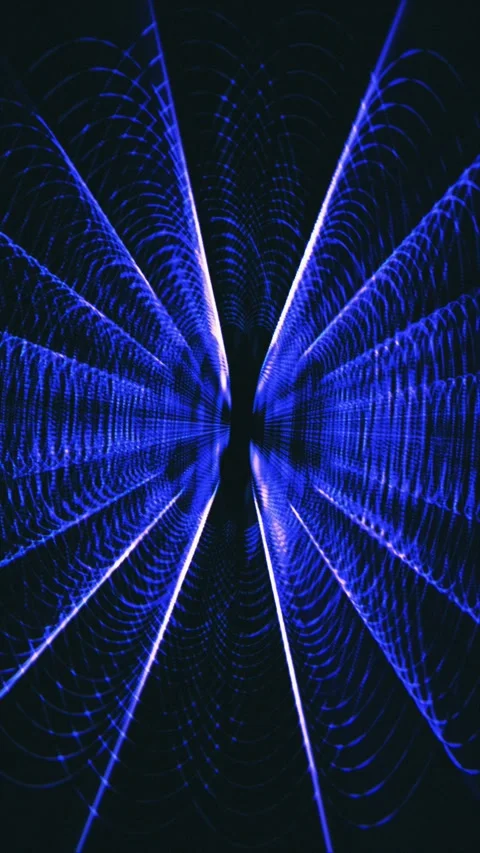 Futuristic Blue Laser Tunnel Wireframe Grid Motion Background Stock Footage 340969796