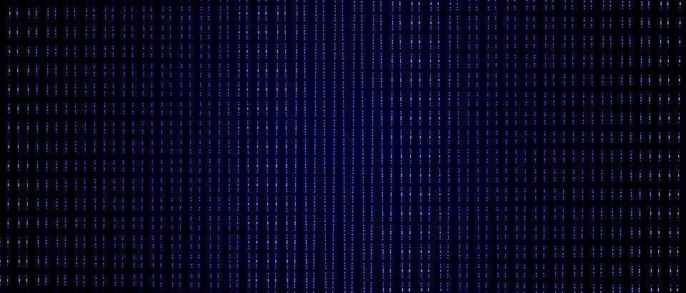 Futuristic Blue LED Pixel Grid Matrix Background with Digital Glowing Lines イラスト素材