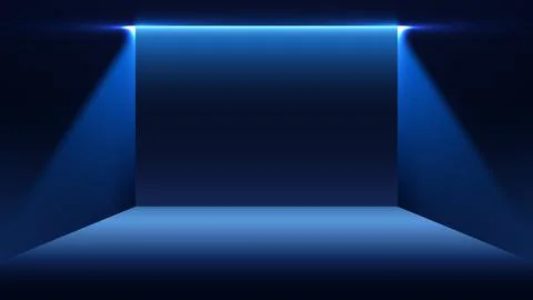Futuristic Blue Light Background: Minimal Abstract Stage with Dramatic Spot.. Stock Illustration