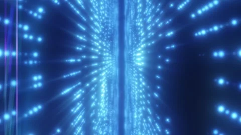 Futuristic blue light rays and glowing particles converging toward a centra.. Stock Footage 332926929
