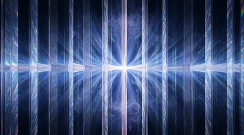 Futuristic blue light rays through glass panels Stock Footage 331458416
