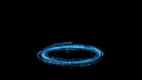 Futuristic Blue Light Ring Spark Particle VFX Portal Stock Footage 342628502