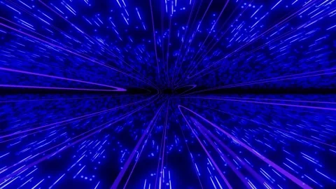 ​Futuristic Blue Light Speed Warp Tunnel Motion Background Stock Footage 338007898