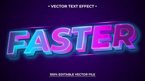 Futuristic blue light text style effect editable font Stock Illustration