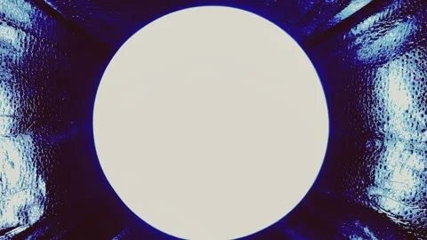 Futuristic blue light tunnel framing glowing white circular portal with textured Stock Footage 327729424