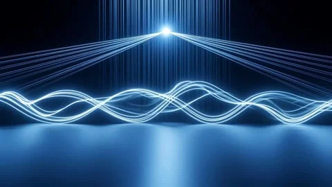 Futuristic blue light waves and lines animation Stock Footage 330336129