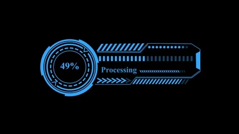 Futuristic blue loading bar animation with circular progress indicator and .. Stock Footage 339513174