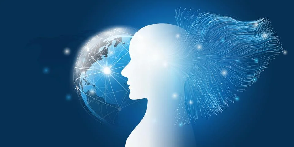 Futuristic Blue Machine Learning, Artificial Intelligence, Cloud Computing .. 스톡 일러스트
