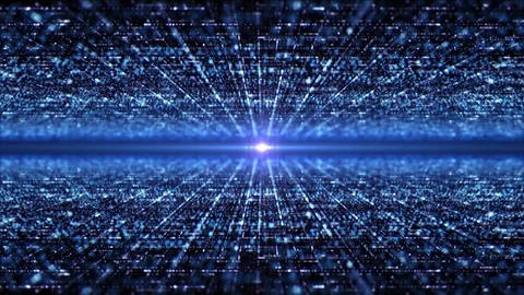 Futuristic Blue Matrix Grid Particles Background Stock Footage 130004085