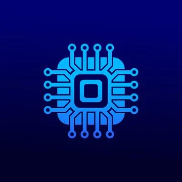 Futuristic Blue Microchip-Inspired Logo Symbolizing Digital Connectivity Stock Illustration