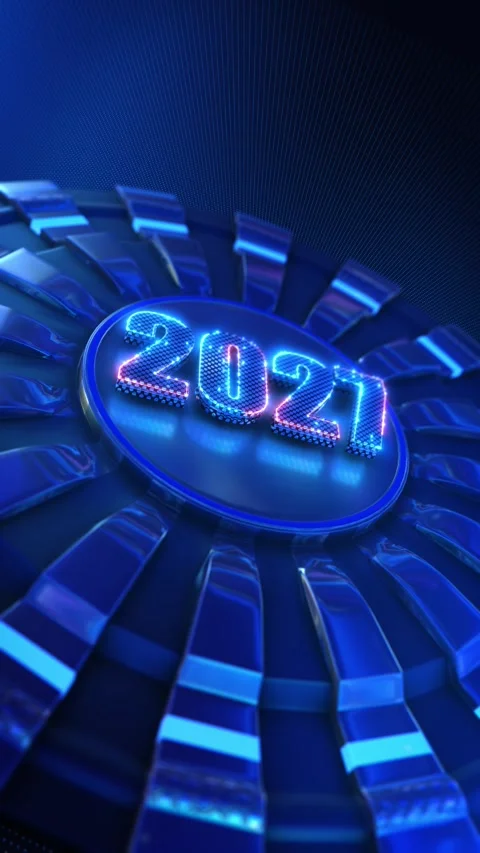 Futuristic Blue Neon 2027 Technology Celebration Background Stock Footage 342621019