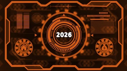 Futuristic Blue Neon Circle with Year 2026 and Digital Grid Background futu.. Stock Footage 327758667