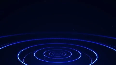 Futuristic blue neon concentric rings in 4K 60fps seamless loop, dark digit.. Stock Footage 336201662