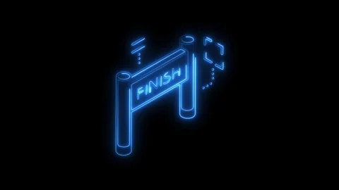 Futuristic blue neon finish line icon with glowing elements and transparent.. Stock Footage 314703353