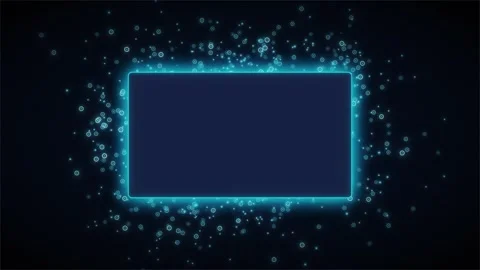 Futuristic Blue Neon Frame with Glowing Dots and Particles, Copy Space For Text Stock Footage 332022631