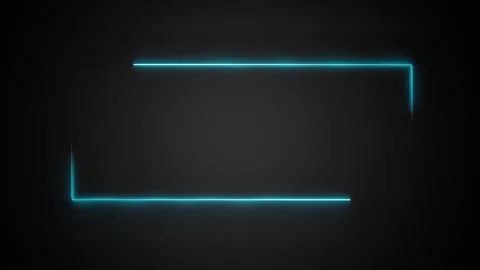 Futuristic Blue Neon Glowing Rectangular Border Frame on Dark Background Stock Footage 334536288